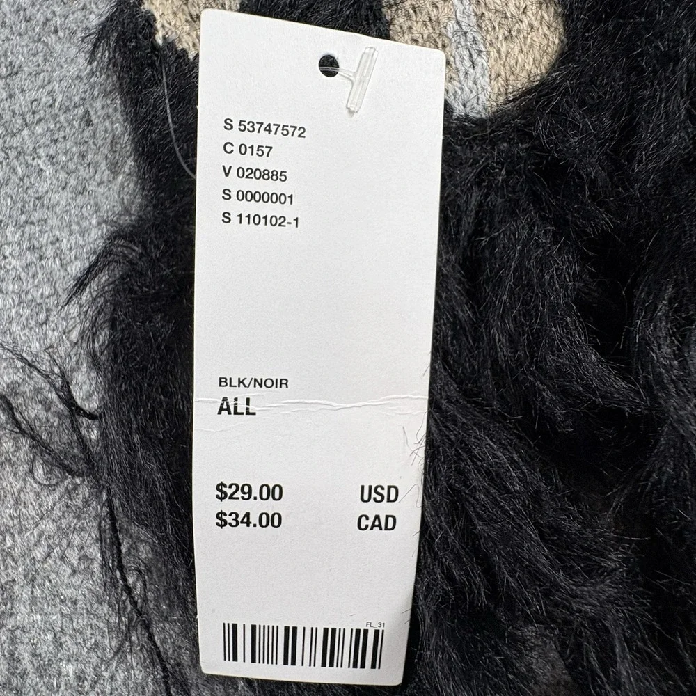Urban Scarf Black Leopard Print Eyelash Knit Fringe Soft Cozy NWT Boho Y2K Glam